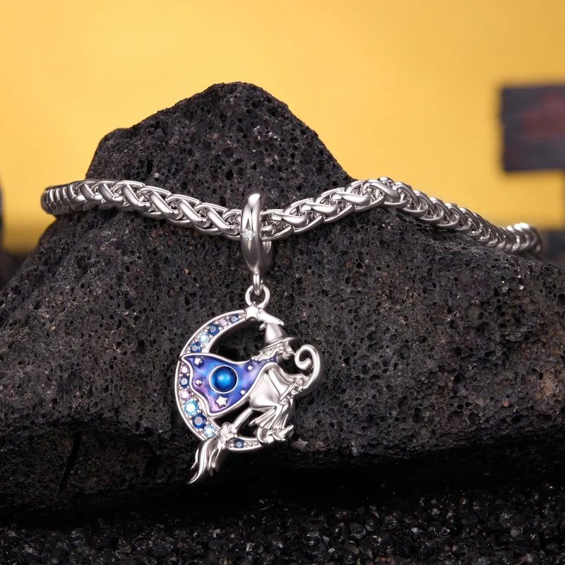 (image for) PANDORA Style Moon Witch Riding Broom Dangle Charm - YIC300 - View 3