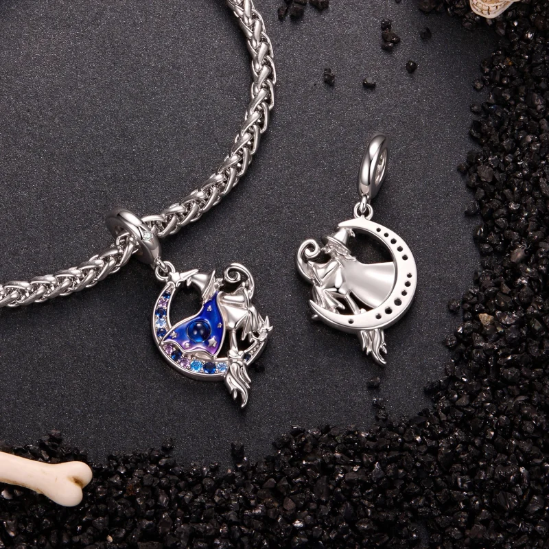 (image for) PANDORA Style Moon Witch Riding Broom Dangle Charm - YIC300 - View 4
