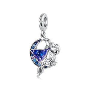 (image for) PANDORA Style Moon Witch Riding Broom Dangle Charm - YIC300