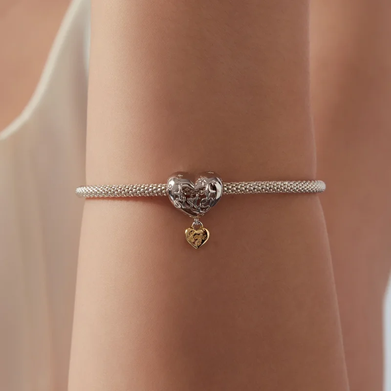 (image for) PANDORA Style Sister Heart Two Tone Dangle Charm - YIC303 - View 5