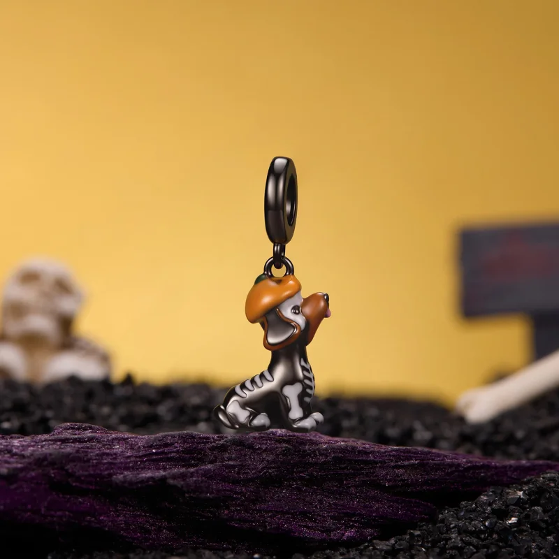 (image for) PANDORA Style Skeleton Dachshund Halloween Dangle Charm - YIC298 - View 2