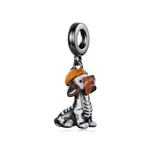 (image for) PANDORA Style Skeleton Dachshund Halloween Dangle Charm - YIC298