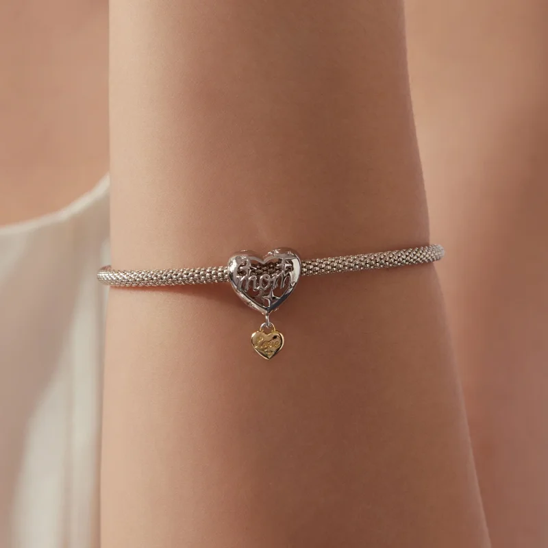 (image for) PANDORA Style Two Tone Mom Heart Dangle Charm With Love Pendant - YIC305 - View 5