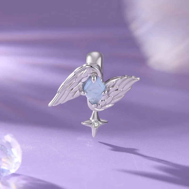 (image for) PANDORA Style Winged Light Blue Stone Star Dangle Charm - SCC3342 - View 2