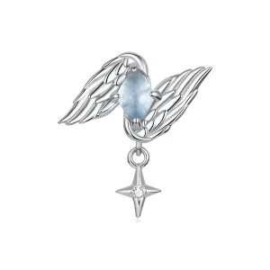 (image for) PANDORA Style Winged Light Blue Stone Star Dangle Charm - SCC3342