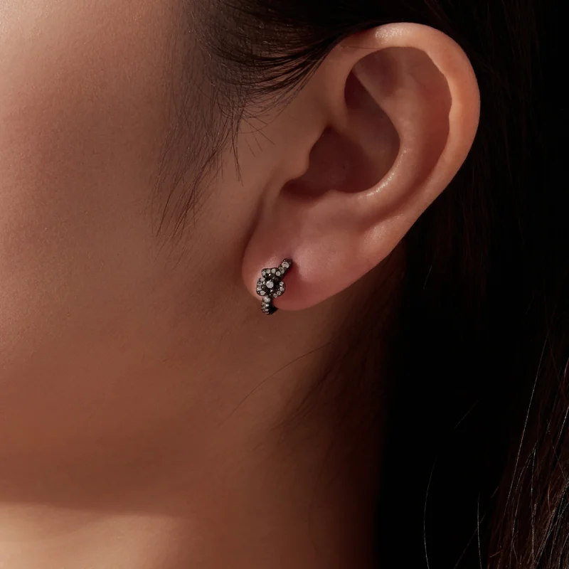(image for) PANDORA Style Black Plated Rose Zircon Hoop Earrings - SCE2052 - View 8