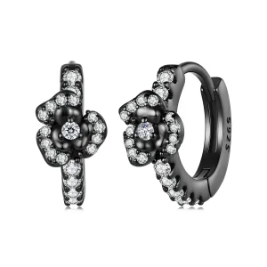 (image for) PANDORA Style Black Plated Rose Zircon Hoop Earrings - SCE2052