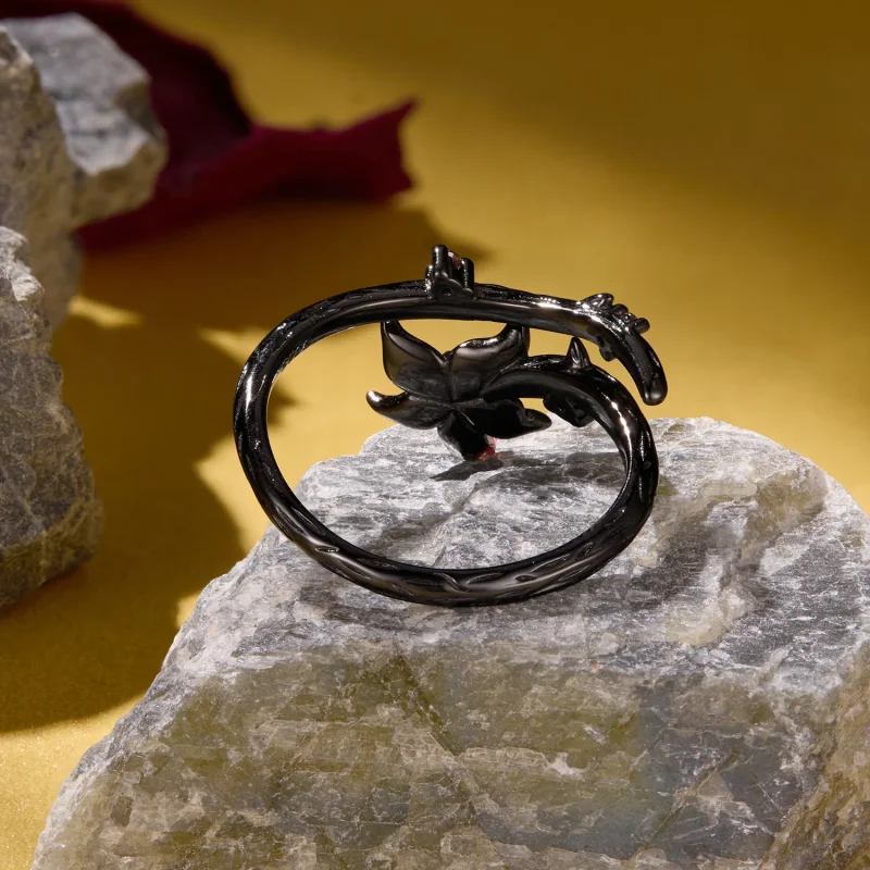 (image for) PANDORA Style Black Plated Mandala Flower Open Ring - SCR1218-E - View 4