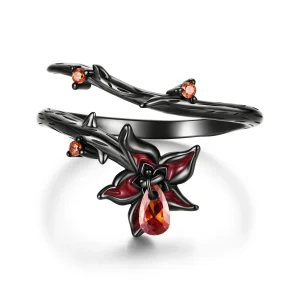(image for) PANDORA Style Black Plated Mandala Flower Open Ring - SCR1218-E