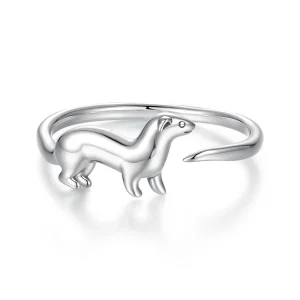 (image for) PANDORA Style Ferret Motif Sterling Silver Open Ring - BSR782-E