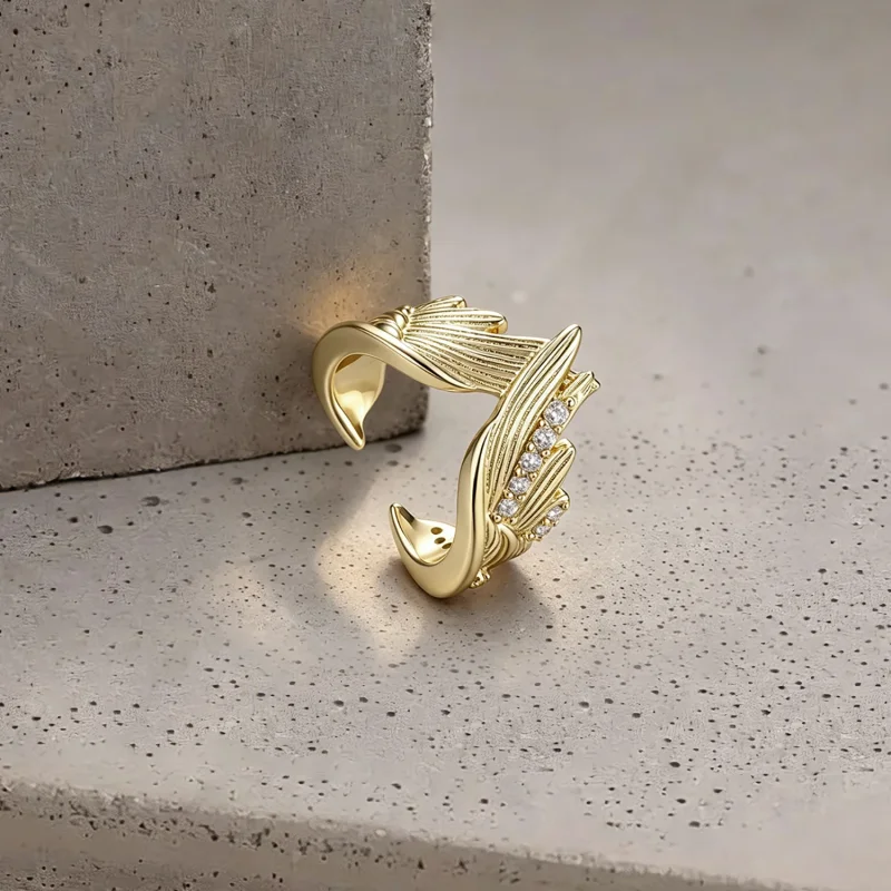 (image for) PANDORA Style Gold Plated Wing Open Ring With Cubic Zirconia - YIE435 - View 2