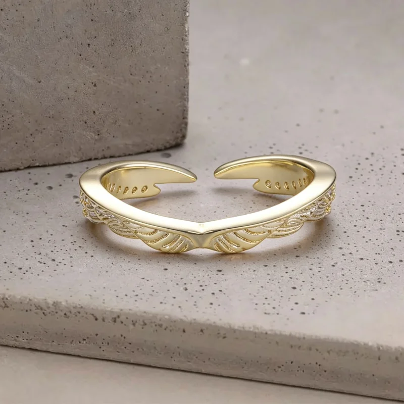 (image for) PANDORA Style Gold Tone Wing Open Ring With Clear Zirconia - YIR368-E - View 4
