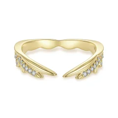 (image for) PANDORA Style Gold Tone Wing Open Ring With Clear Zirconia - YIR368-E