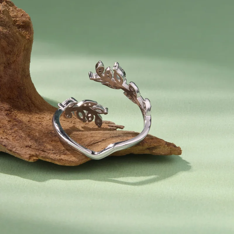 (image for) PANDORA Style Green Moss Agate Leaf Open Ring - BSR776-E - View 4