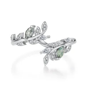 (image for) PANDORA Style Green Moss Agate Leaf Open Ring - BSR776-E