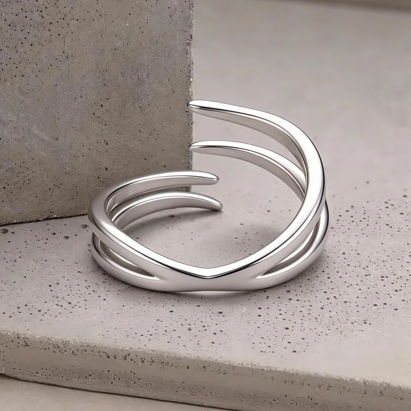 (image for) PANDORA Style S925 Silver Double Layer Open Ring - BSR781-E - View 4