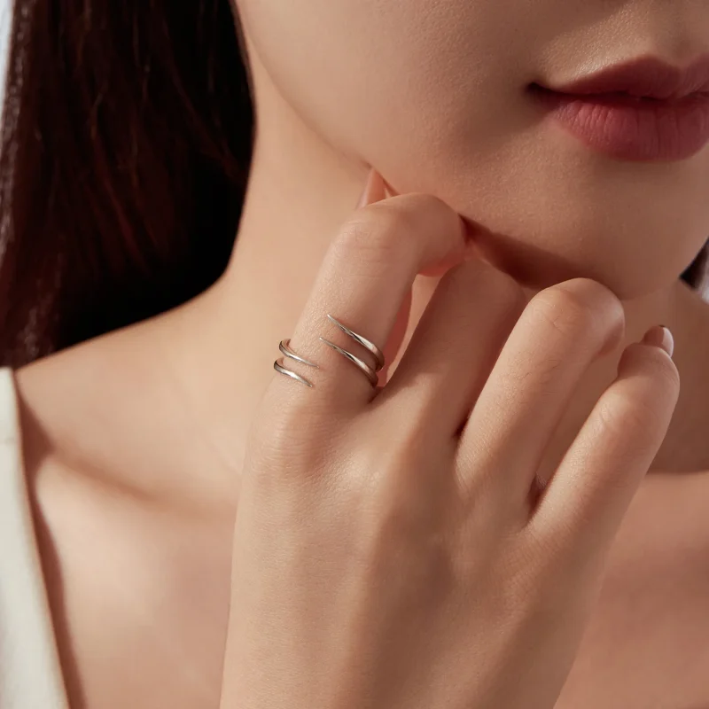 (image for) PANDORA Style S925 Silver Double Layer Open Ring - BSR781-E - View 6