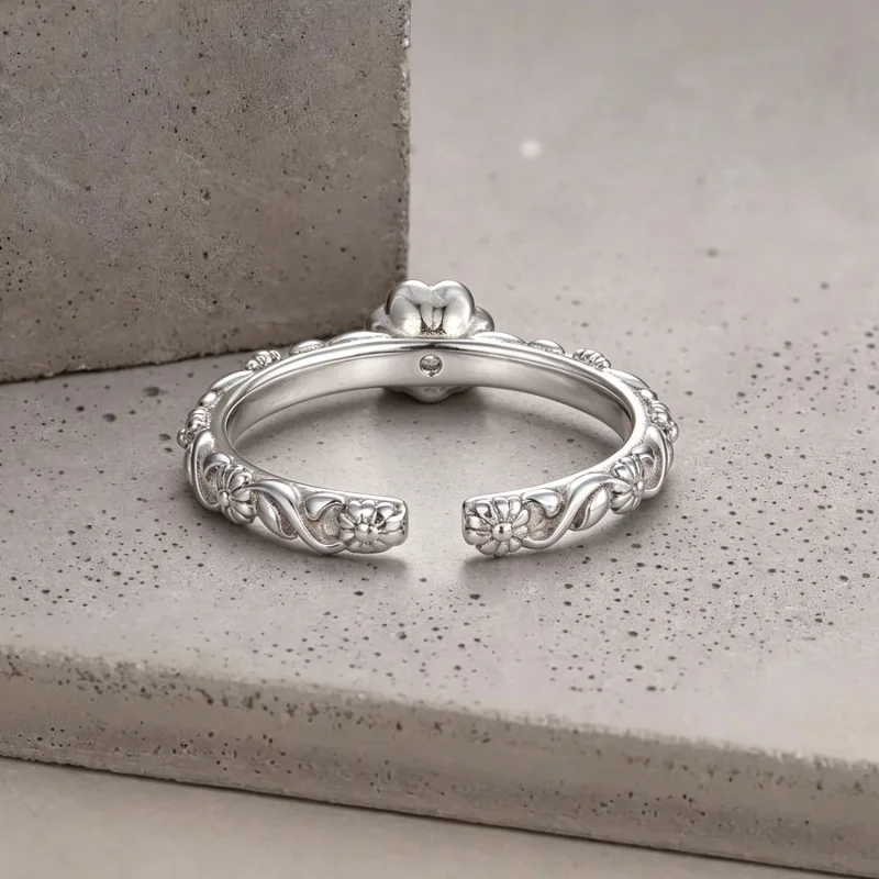 (image for) PANDORA Style Small Flower Vine Adjustable Open Ring - SCR1219-E - View 4