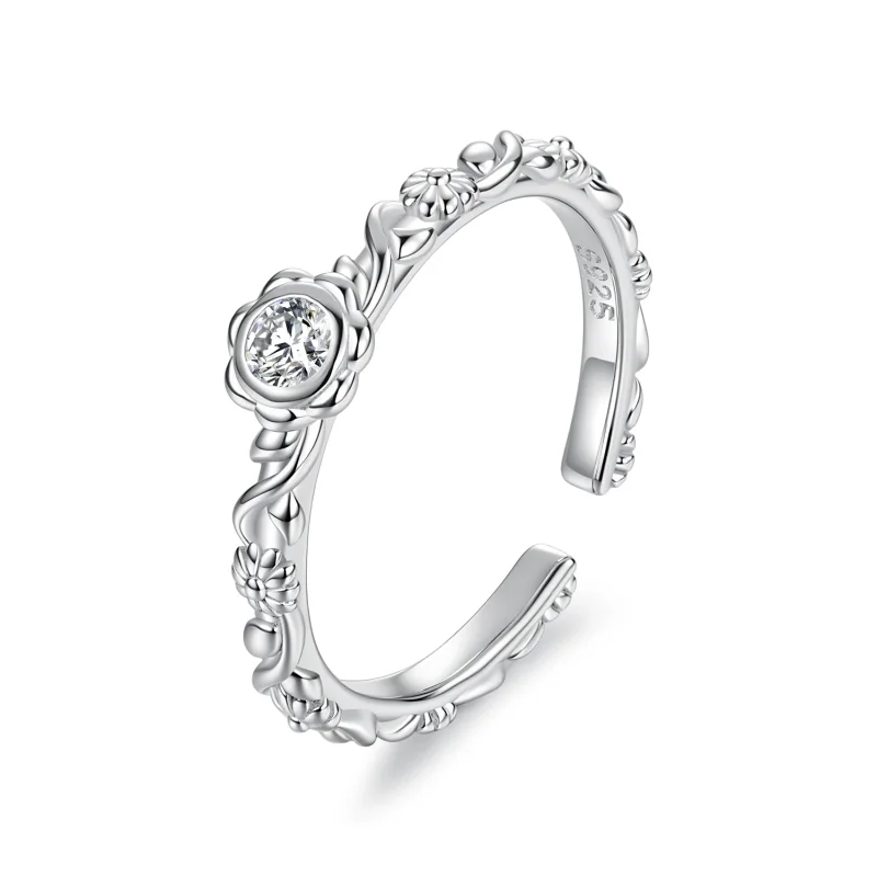 (image for) PANDORA Style Small Flower Vine Adjustable Open Ring - SCR1219-E