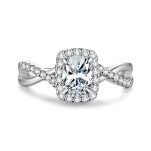 (image for) PANDORA Style 1ct Cushion Cut Moissanite Halo Twisted Ring - MSR110