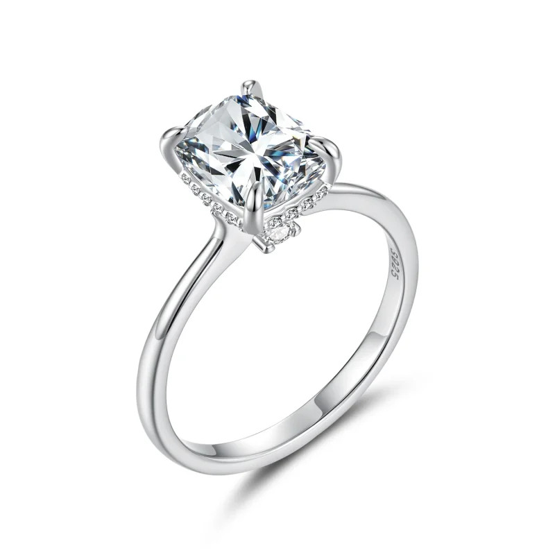(image for) PANDORA Style 3ct Cushion Cut Moissanite Solitaire Promise Ring - MSR111 - View 9