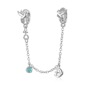 (image for) PANDORA Style Pegasus Motif Blue Zircon Safety Chain Charm - SCC3344