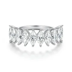 (image for) PANDORA Style Marquise Cut Moissanite Half Eternity Stackable Ring - MSR135