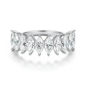 PANDORA Style Marquise Cut Moissanite Half Eternity Stackable Ring - MSR135 (image for) PANDORA Style Marquise Cut Moissanite Half Eternity Stackable Ring - MSR135