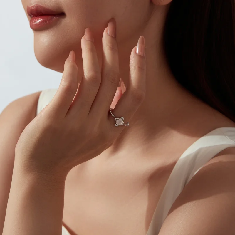 (image for) PANDORA Style Oval Natural Moonstone Zircon Accent Stackable Ring - BSR779 - View 5