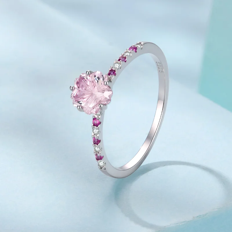 (image for) PANDORA Style Pink Cherry Blossom Cut Zircon Stackable Ring - SCR1213 - View 2