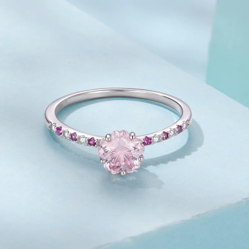 (image for) PANDORA Style Pink Cherry Blossom Cut Zircon Stackable Ring - SCR1213 - View 3