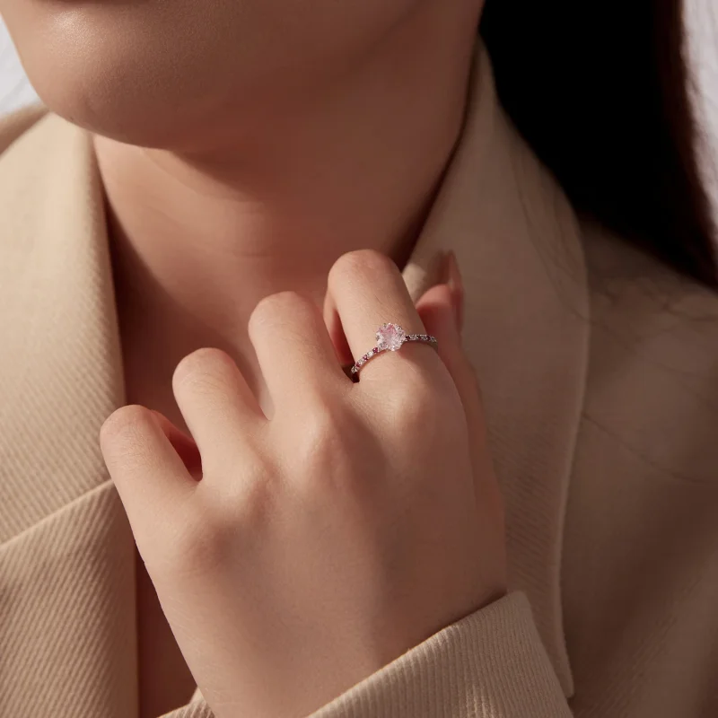 (image for) PANDORA Style Pink Cherry Blossom Cut Zircon Stackable Ring - SCR1213 - View 8
