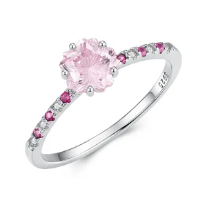 (image for) PANDORA Style Pink Cherry Blossom Cut Zircon Stackable Ring - SCR1213