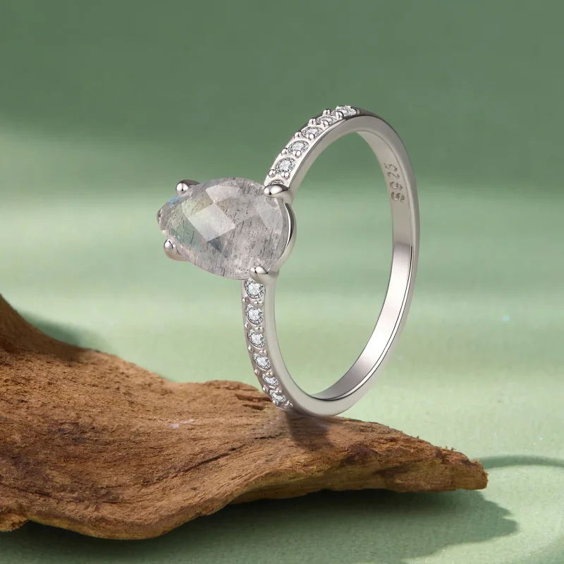 (image for) PANDORA Style Pear Cut Labradorite CZ Accent Statement Ring - BSR778 - View 2