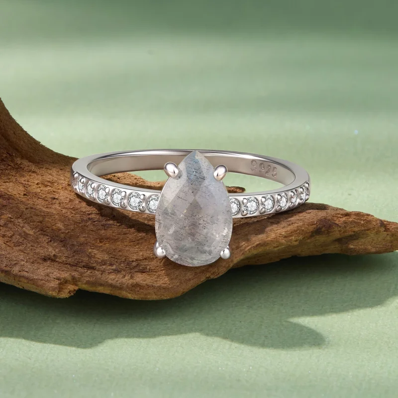 (image for) PANDORA Style Pear Cut Labradorite CZ Accent Statement Ring - BSR778 - View 3