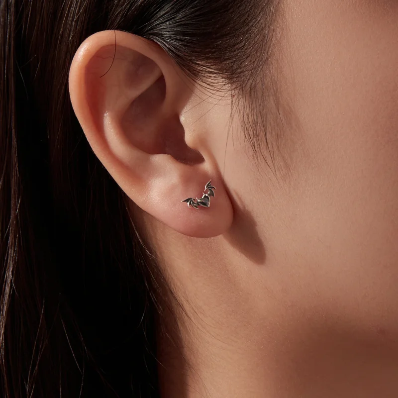 (image for) PANDORA Style Bat Wing Heart Purple Zircon Stud Earrings - SCE2051 - View 8