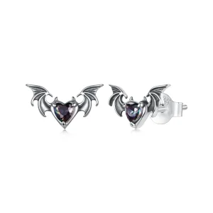 (image for) PANDORA Style Bat Wing Heart Purple Zircon Stud Earrings - SCE2051