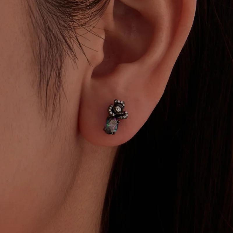 (image for) PANDORA Style Black Rose Multicolor Zircon Stud Earrings - SCE2053 - View 5