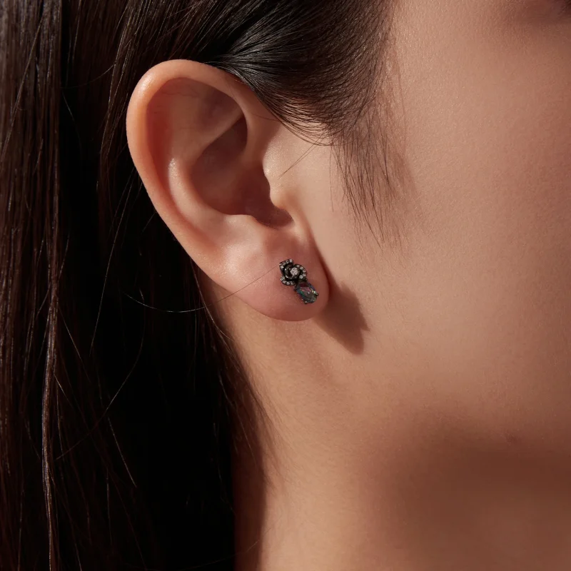(image for) PANDORA Style Black Rose Multicolor Zircon Stud Earrings - SCE2053 - View 8