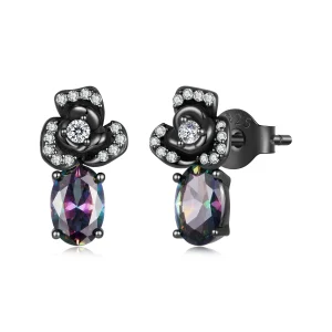 (image for) PANDORA Style Black Rose Multicolor Zircon Stud Earrings - SCE2053