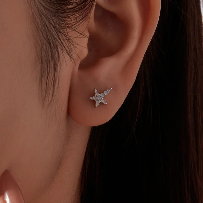 (image for) PANDORA Style Light Blue Opal Starfish Single Stud Earring - SCE2057 - View 6