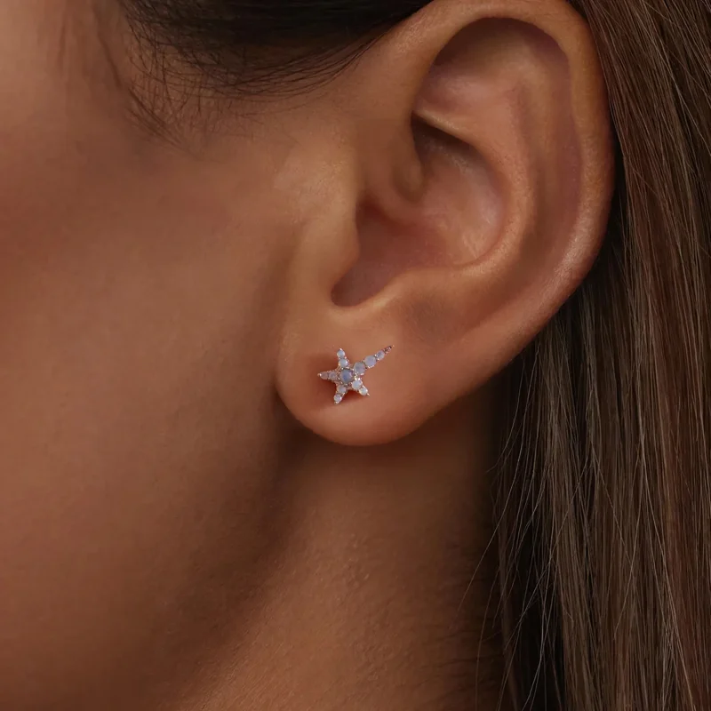 (image for) PANDORA Style Light Blue Opal Starfish Single Stud Earring - SCE2057 - View 9