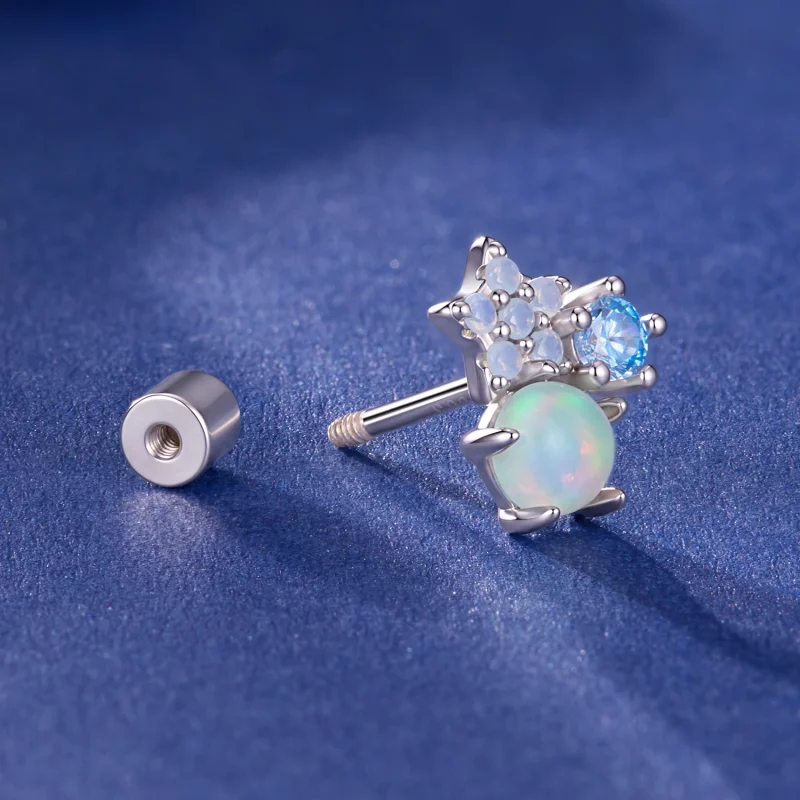 (image for) PANDORA Style Star Opal Blue Zircon Single Stud Earring - SCE2055 - View 2