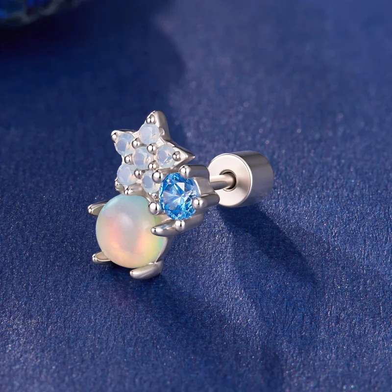 (image for) PANDORA Style Star Opal Blue Zircon Single Stud Earring - SCE2055 - View 4