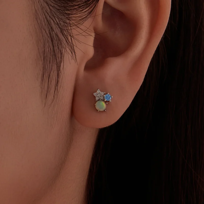 (image for) PANDORA Style Star Opal Blue Zircon Single Stud Earring - SCE2055 - View 5