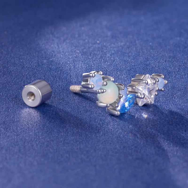 (image for) PANDORA Style Star Opal Blue Zircon Single Threaded Stud Earring - SCE2056 - View 2