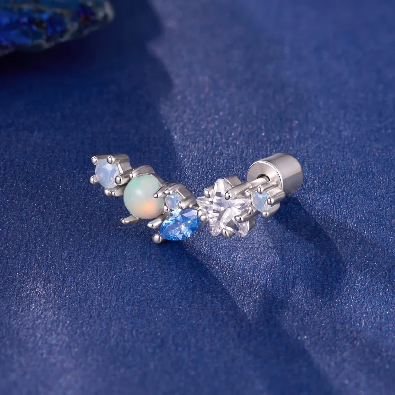 (image for) PANDORA Style Star Opal Blue Zircon Single Threaded Stud Earring - SCE2056 - View 3