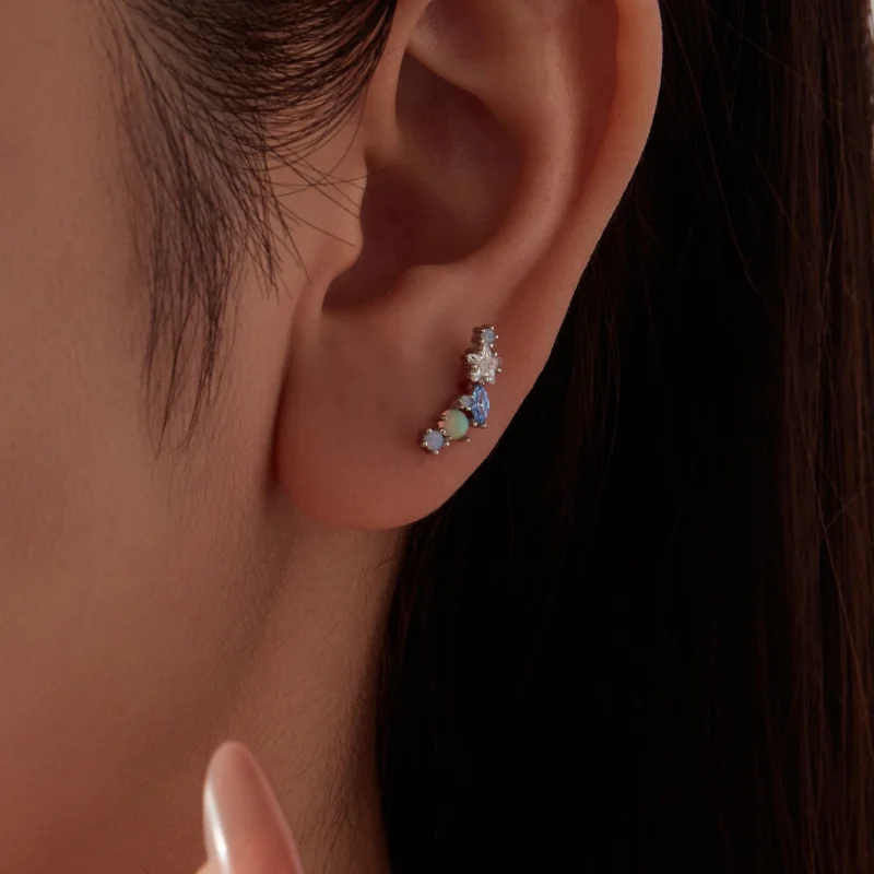(image for) PANDORA Style Star Opal Blue Zircon Single Threaded Stud Earring - SCE2056 - View 5