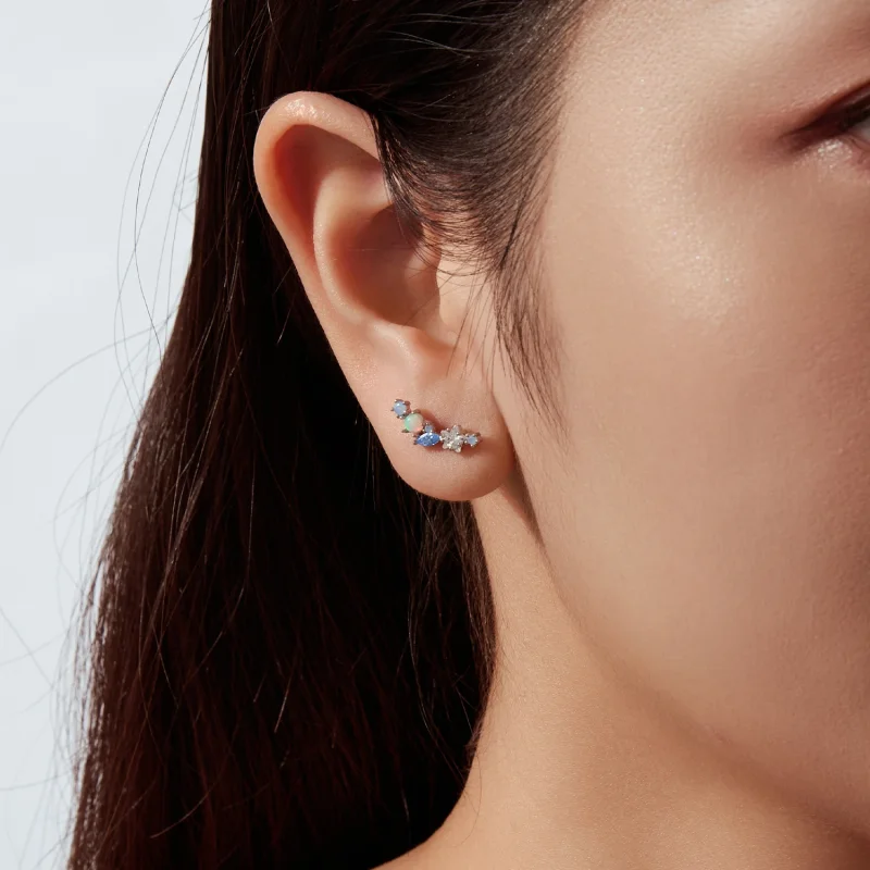 (image for) PANDORA Style Star Opal Blue Zircon Single Threaded Stud Earring - SCE2056 - View 8