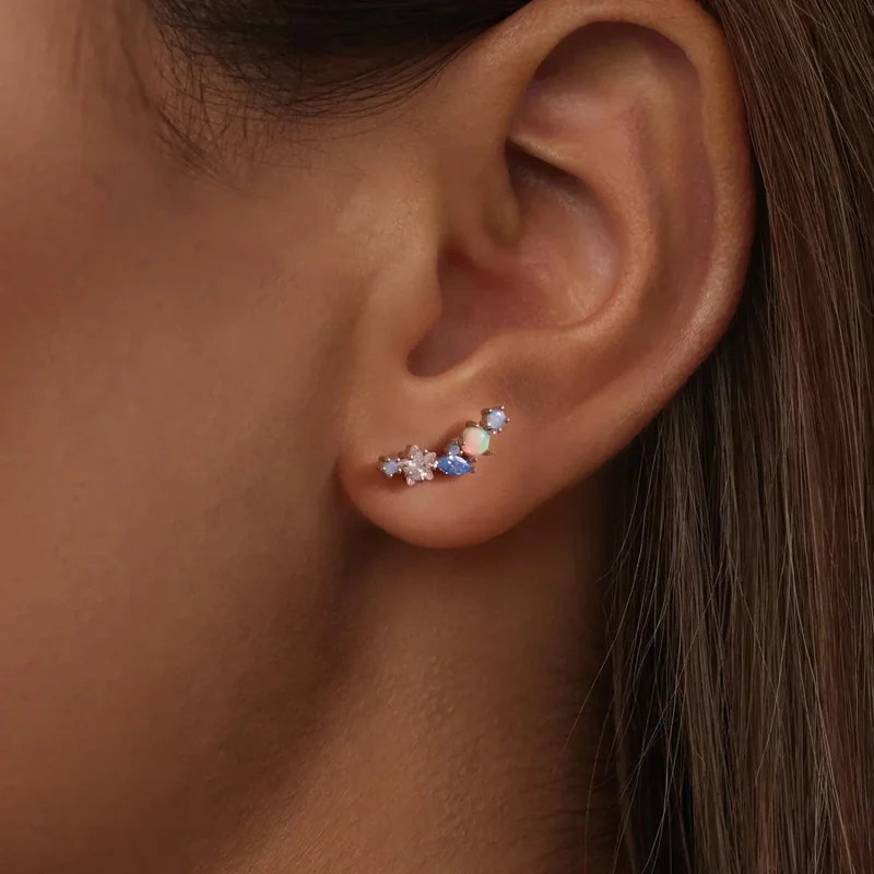 (image for) PANDORA Style Star Opal Blue Zircon Single Threaded Stud Earring - SCE2056 - View 9